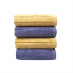 爱尔家纺（AIERJF）  条纹面巾简约亲肤2条装黄、紫（33*70cm）/套