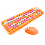 摩天手（Mofii） sweet 无线复古朋克键鼠套装 办公键鼠套装 鼠标 电脑键盘 笔记本键盘 活力橙